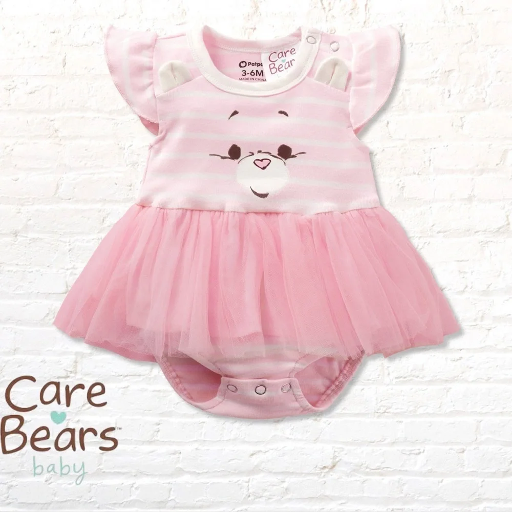 Care Bears Baby Girl Cheer Bear Pink Striped Tutu Romper 0-3months